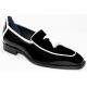 Duca Di Matiste "Fano" Black Genuine Italian Patent Leather Tassel Loafer Shoes.